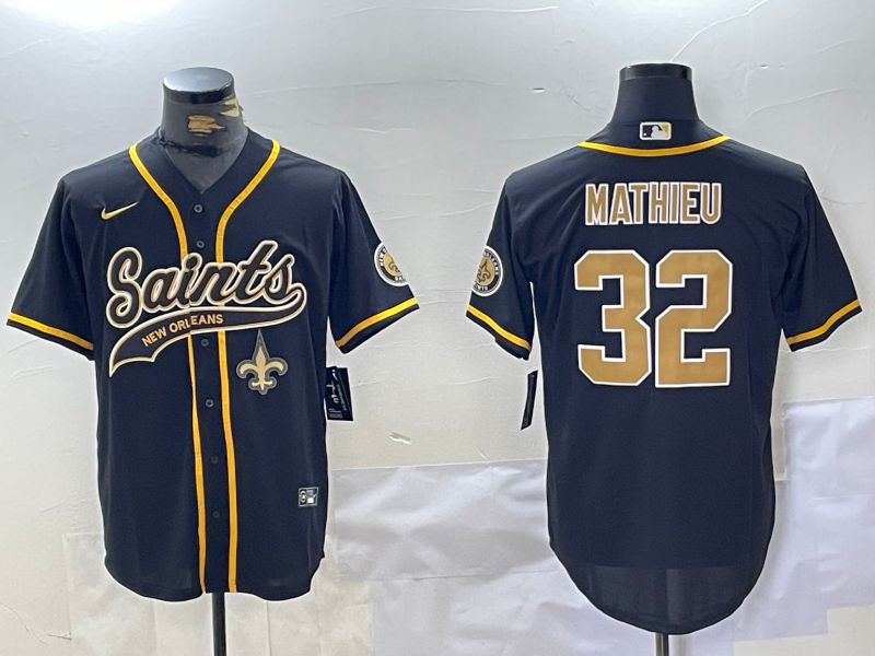 Men New Orleans Saints #32 Mathieu Black Joint Name 2024 Nike Limited NFL Jersey style 3